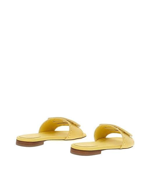 Fendi Yellow Leather Sandals