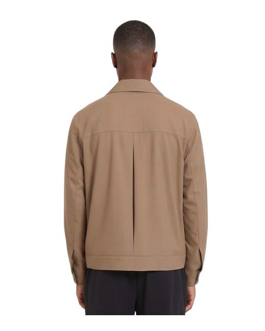 HUGO Brown Solid Shirt Collar Jacket for men