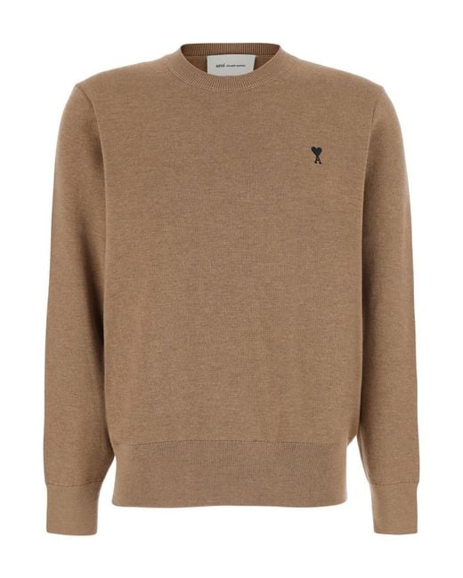 AMI Brown Logo Sweater for men
