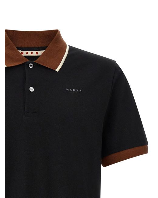 Marni Black Solid Shirt Collar Polo for men