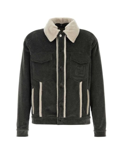 Fendi Black Textured Jacket for men