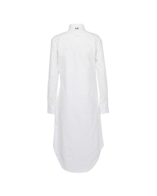 Thom Browne White Solid Shirt Mini Dress