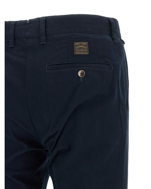 Incotex Blue Slim Flat Front Pants for men