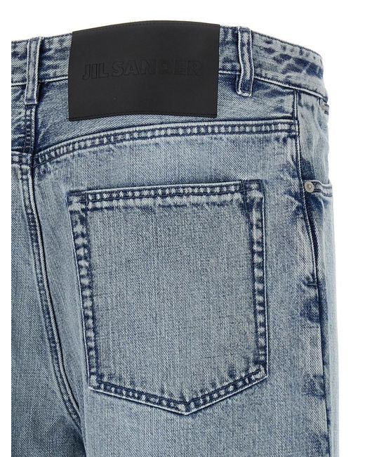 Jil Sander Blue Diagonal Cotton Jeans for men