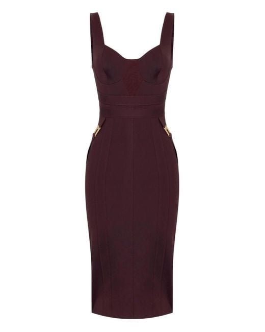 Elisabetta Franchi Purple Logo Midi Dress