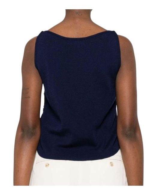 DUNST Blue Solid Round Neck Top