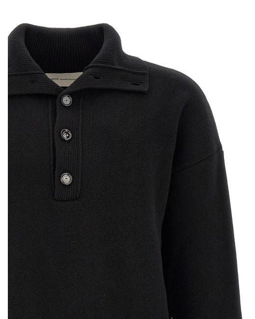 AMI Black Button-Up Sweater for men