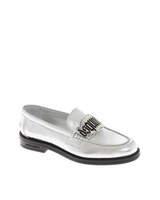 DSquared² White Leather Loafers