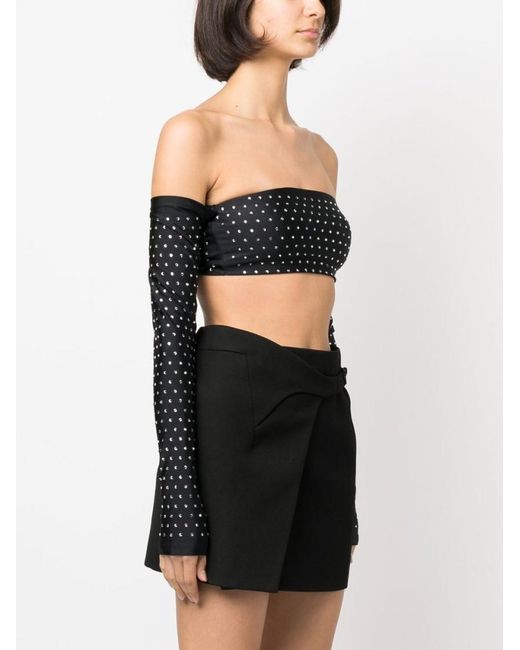 ANDAMANE Black Crystal Crop Top