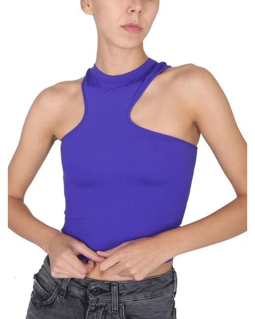 Off-White c/o Virgil Abloh Blue Solid Mock Collar Top