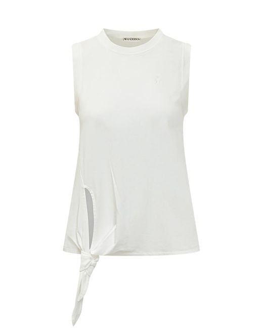 J.W. Anderson White Solid Crew Neck Top