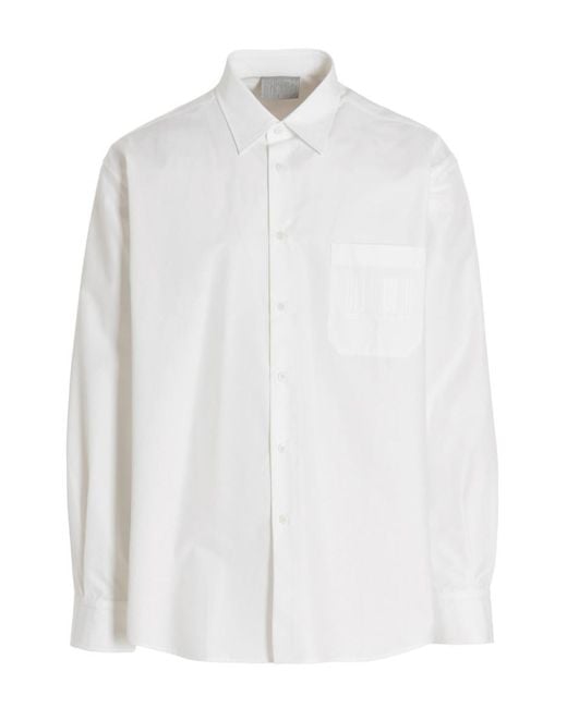 VTMNTS White Barcode Print Cotton Shirt for men