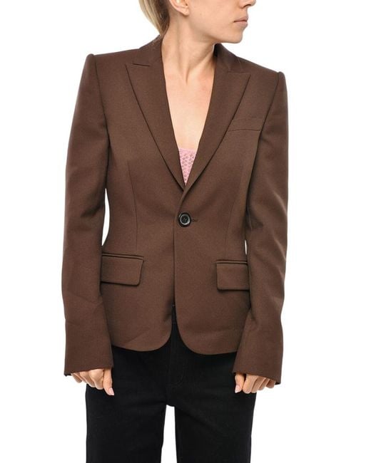 DSquared² Brown Solid Notched Lapel Blazer