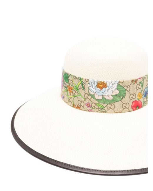 Gucci White Flora Straw Hat