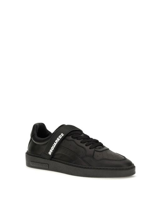 DSquared² Black Leather Sneakers for men