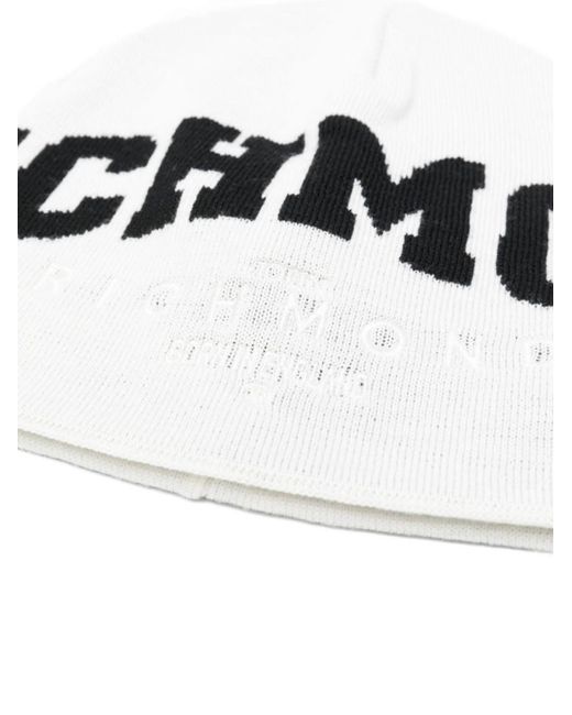John Richmond White Logo Beanie Hat for men