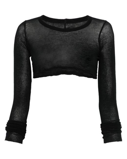 Rick Owens Black Hollywood Ls Crop T-Shirt