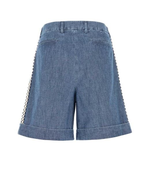 Valentino Blue Solid Shorts for men