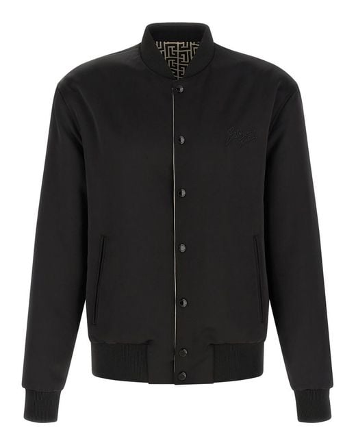 Balmain Gray Reversible Bomber Jacket for men