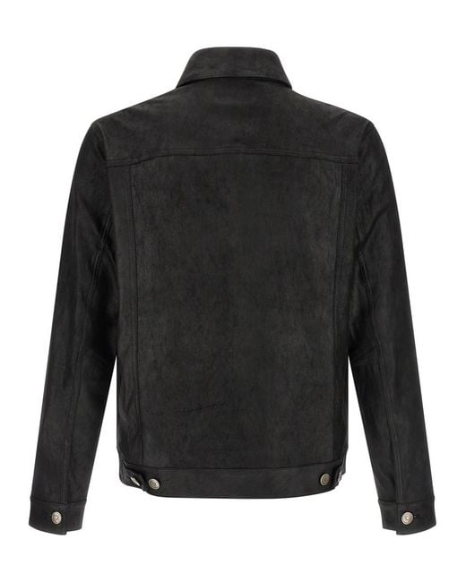 Giorgio Brato Black Solid Shirt Collar Jacket for men