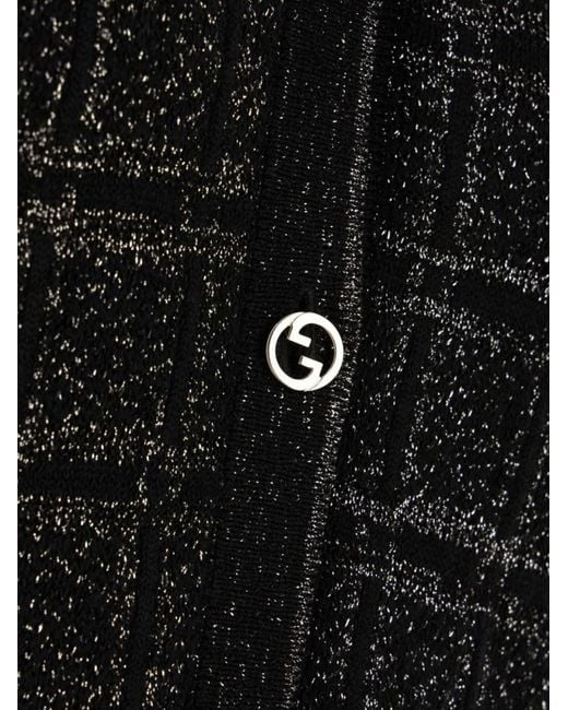 Gucci Black Wool And Lamé Check Jacquard Cardigan, Ready-To-Wear