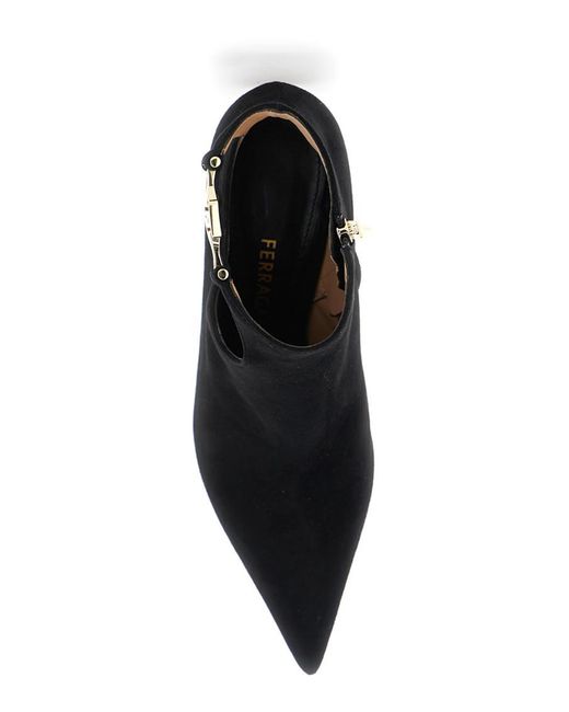 Ferragamo Black Solid Pointed Toe Boot