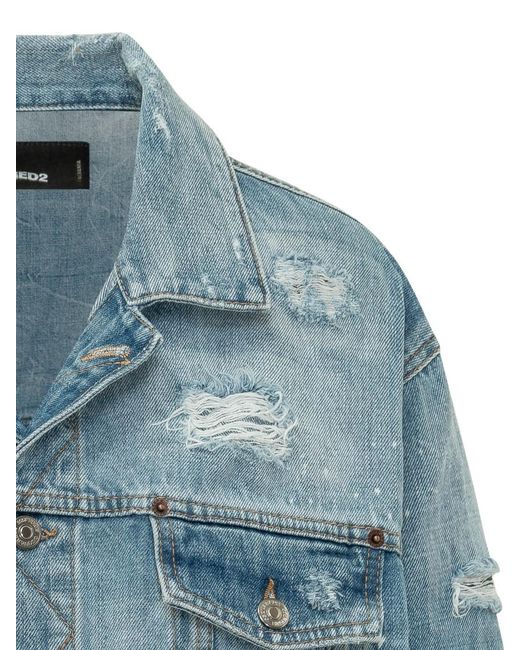 DSquared² Blue Mini Short Jacket With Buttoned Pockets