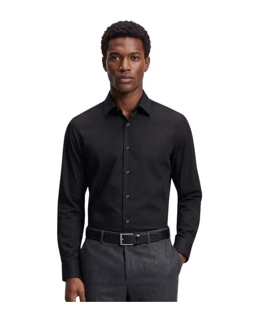 Boss Blue Regular Solid Shirts for men