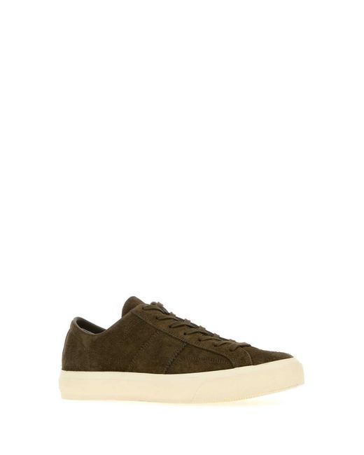 Tom Ford Green Solid Cambridge Sneakers for men