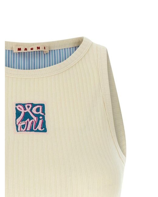 Marni Natural Logo Patch Tank Top Tops