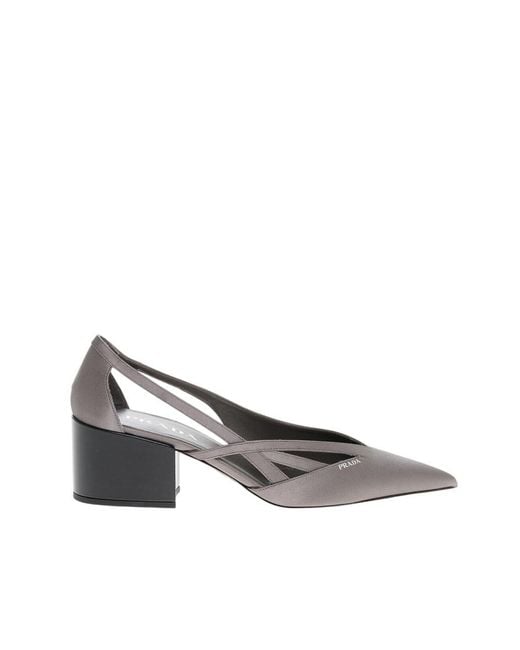 Prada Gray Logo Pumps