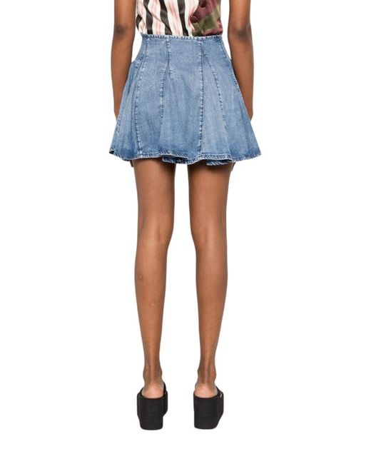DIESEL Blue Logo Pleated Midi Skirt