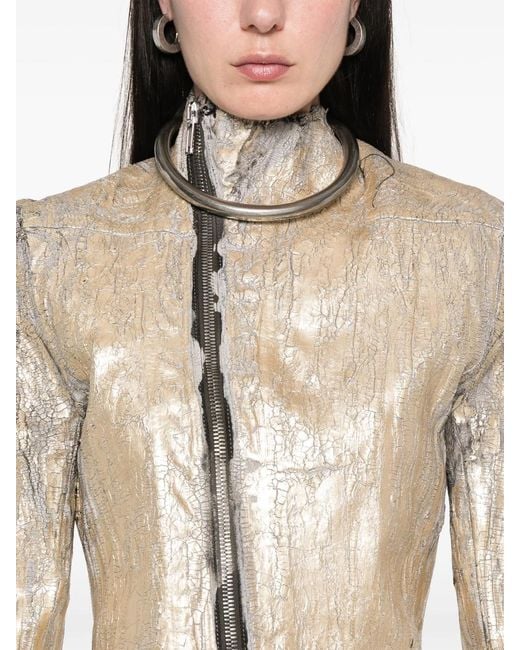 Rick Owens Natural Gary Coated Leather-Blend Biker Jacket