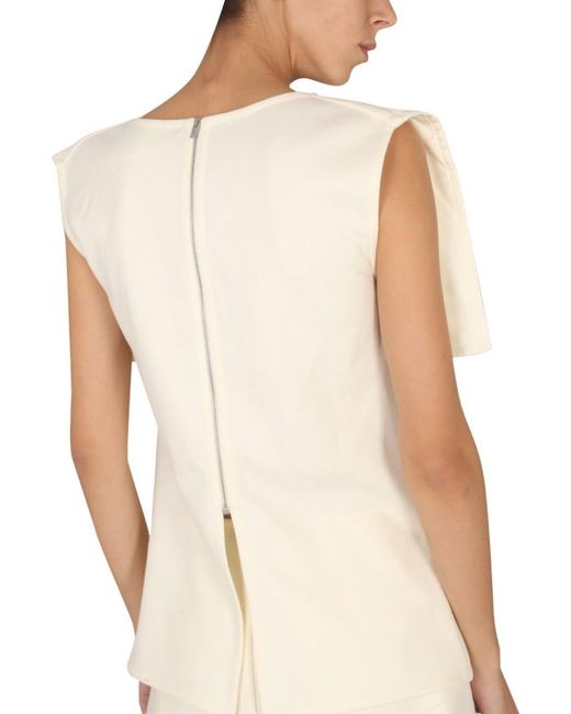 Jil Sander Natural Solid Mock Collar Top