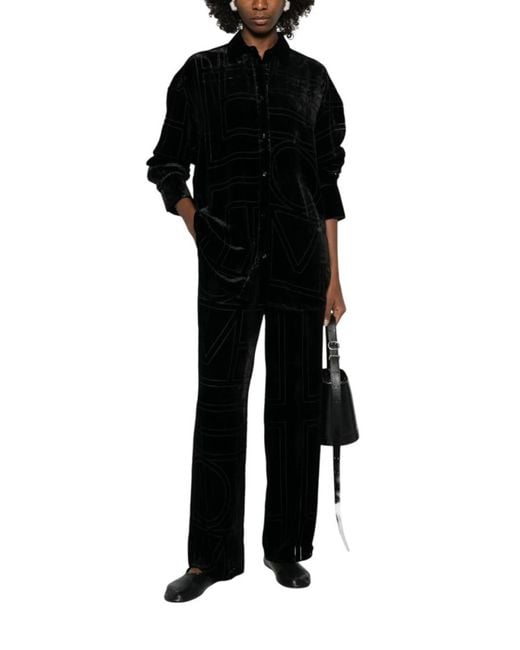 Totême Black Geometric Pattern Pant