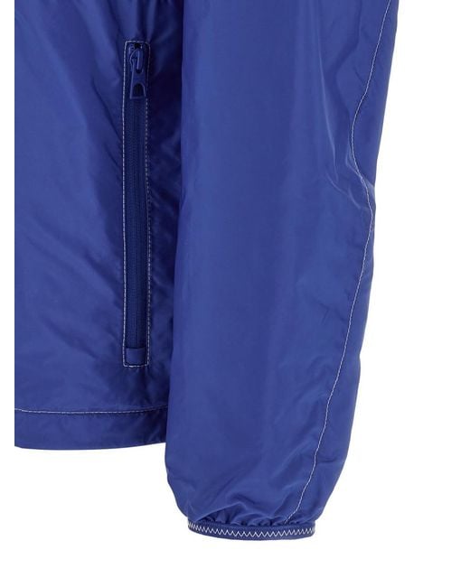 Moncler Blue Solid Mandarin Collar Jacket for men