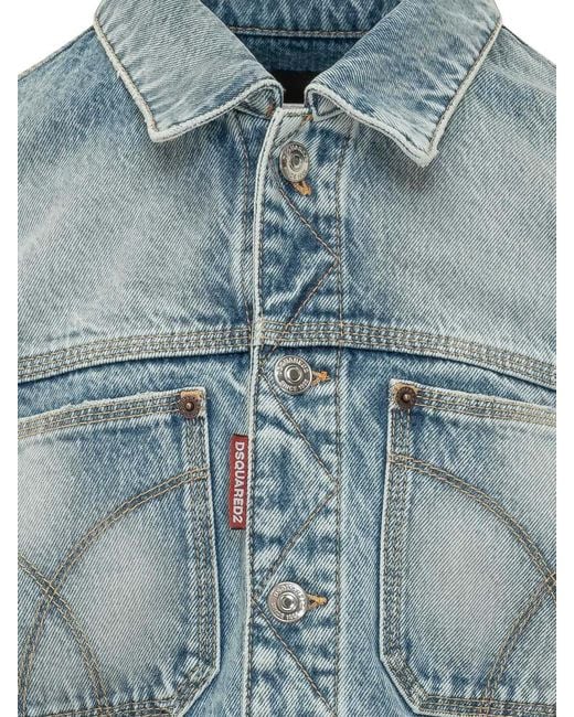 DSquared² Blue Solid Shirt Collar Jacket for men