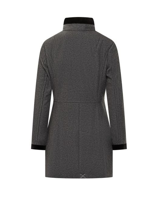 Fay Gray Solid Mandarin Collar Trench Coat