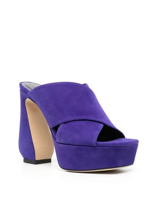 SI ROSSI Blue Platform Crossover Suede Sandals