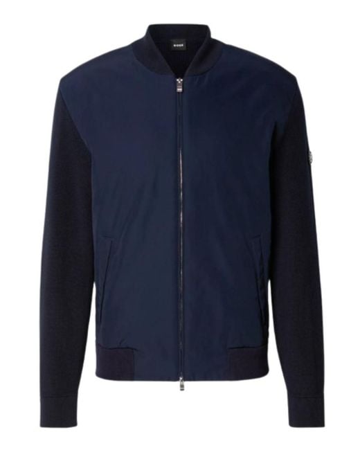 Boss Blue Full-Zip Bomber Jacket for men