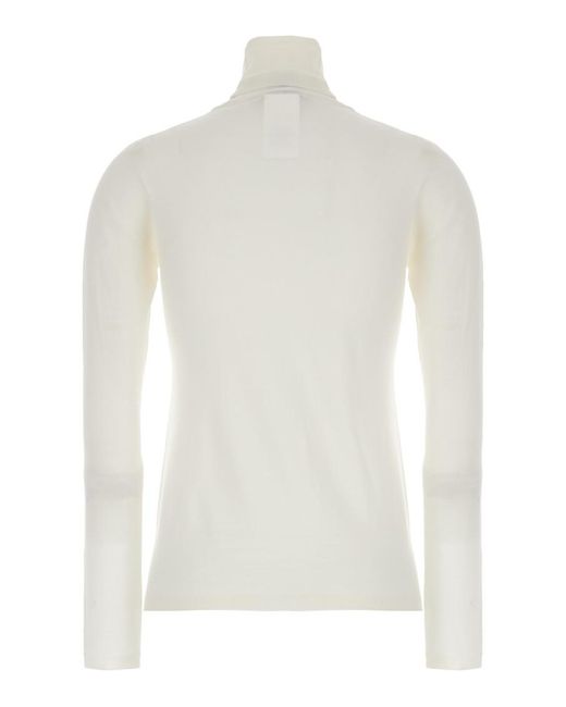 Max Mara White Solid Turtle Neck Sweater