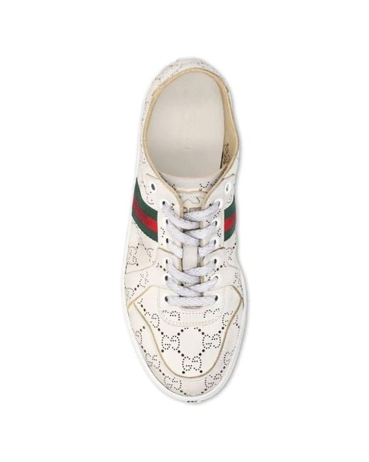 Gucci White Stretch Leather Sneakers