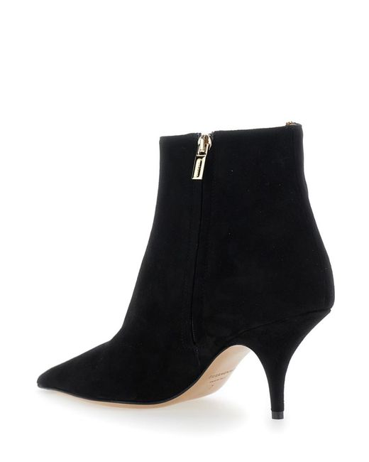 Ferragamo Black Solid Pointed Toe Boot