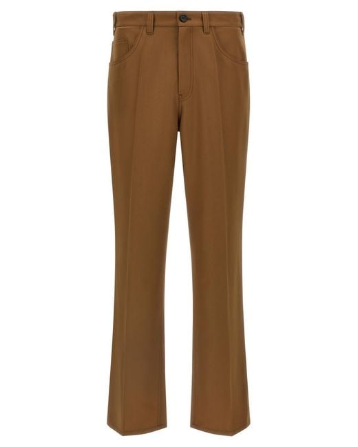 Marni Brown Flat Front Pants for men