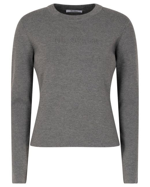 Max Mara Gray Viscose And Wool Sweater
