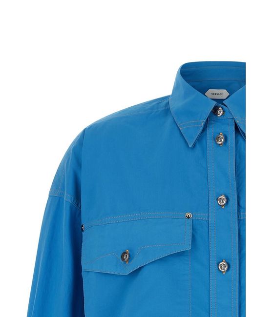 Versace Blue 'Medusa' Button Shirt