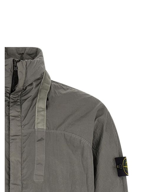 Stone Island Gray Solid Logo Jacket for men