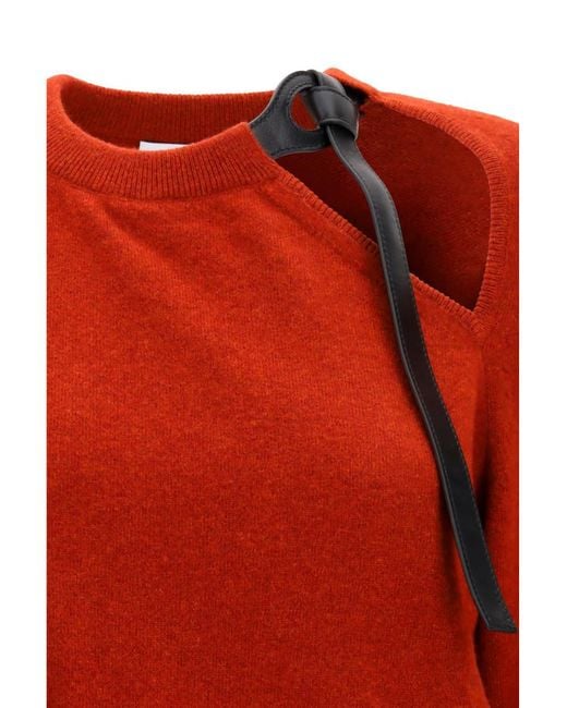 Ferragamo Red Solid Crew Neck Sweater