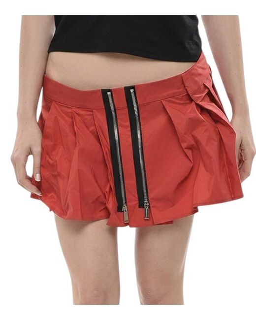 DSquared² Red Pleated Mini Skirt