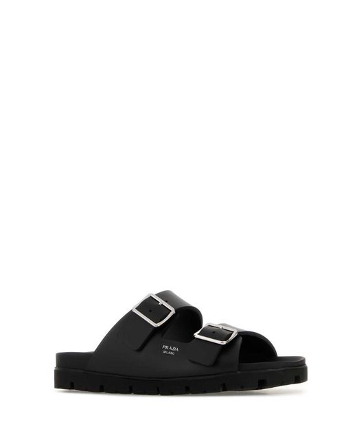 Prada Black Solid Lifestyle Sandals for men